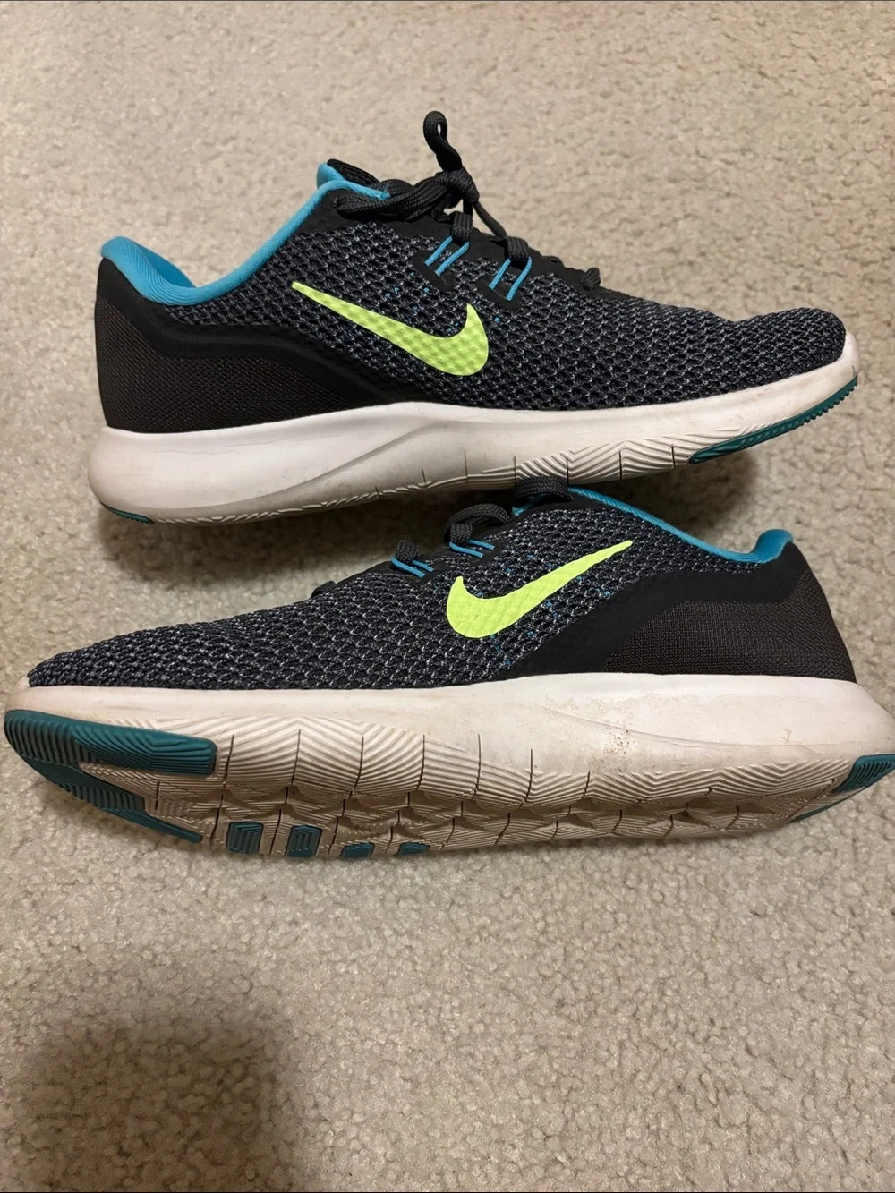 Nike Black Mesh Running Shoes with Lime and Teal Accents